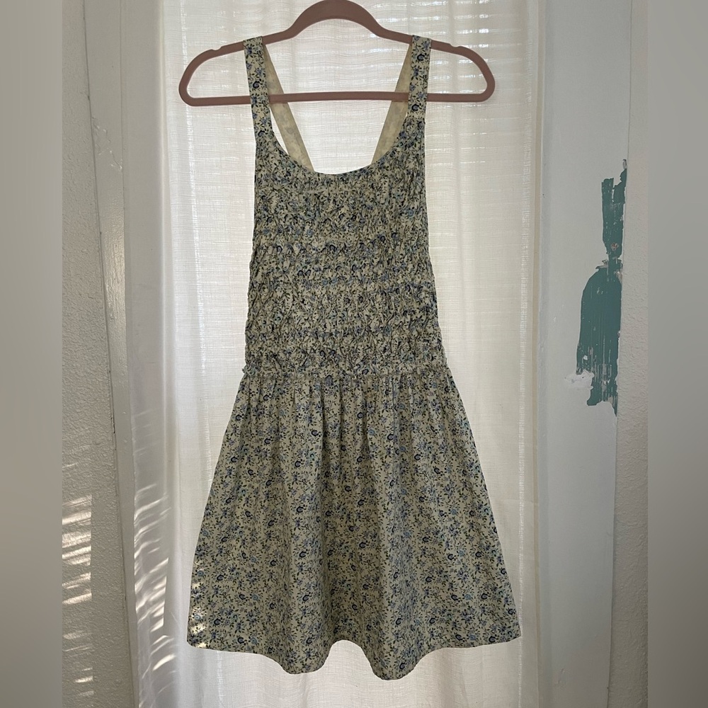 Free People Petunia Mini Dress; Ditsy Floral Cream & Blue - Picture 3 of 10